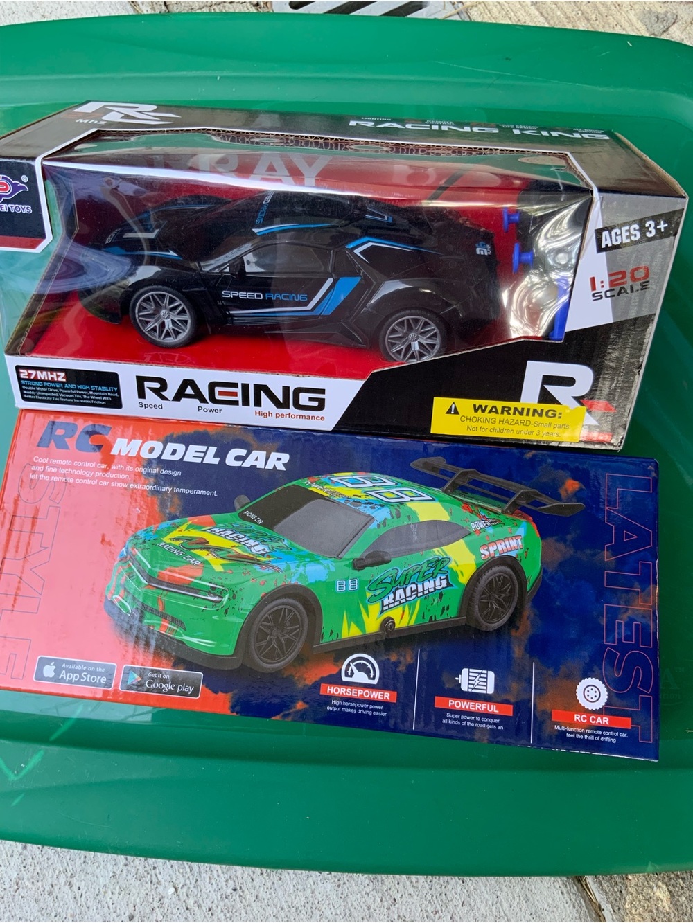 2 Remote control cars.